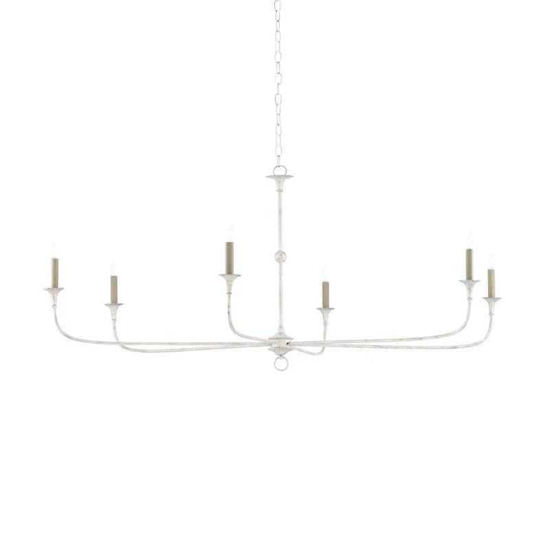 Candle chandelier old white finish detail