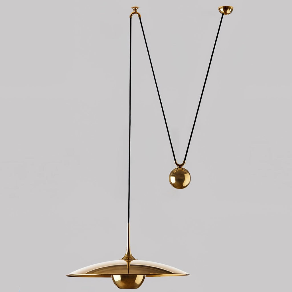 Globe pendant light with reflective metal shade