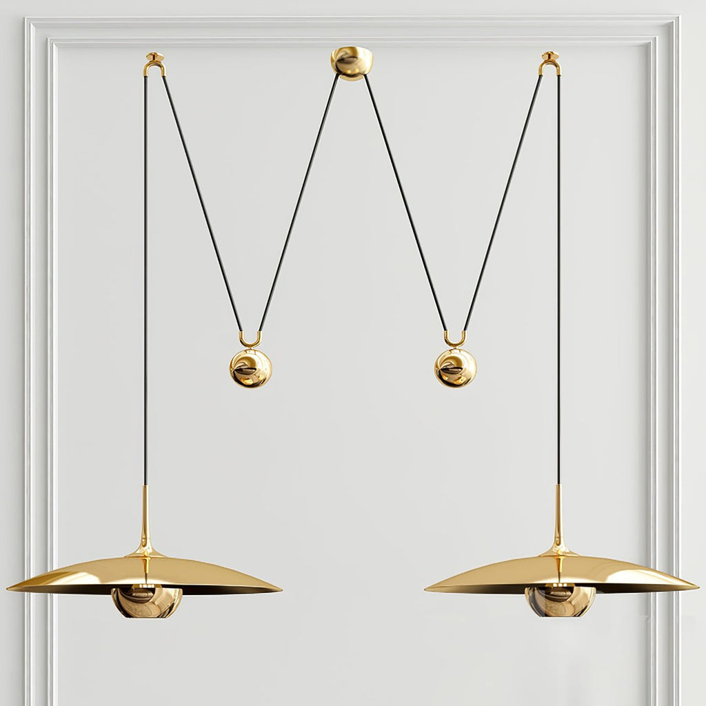 Globe pendant light shown lit with a warm glow