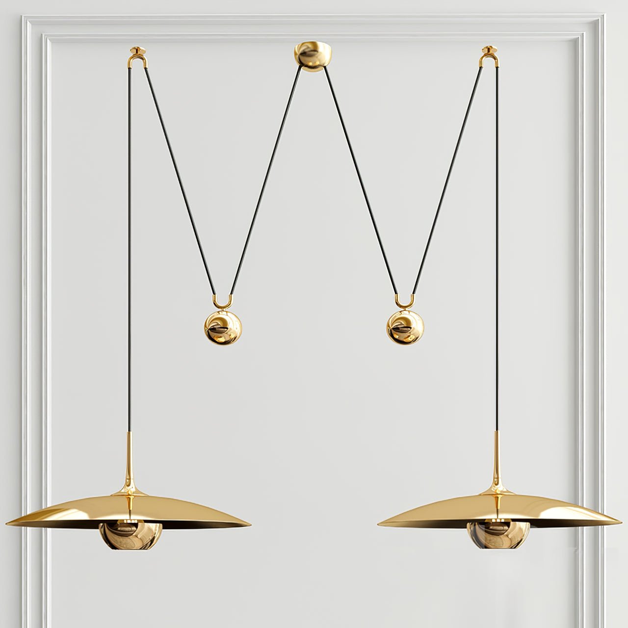 Globe pendant light shown lit with a warm glow