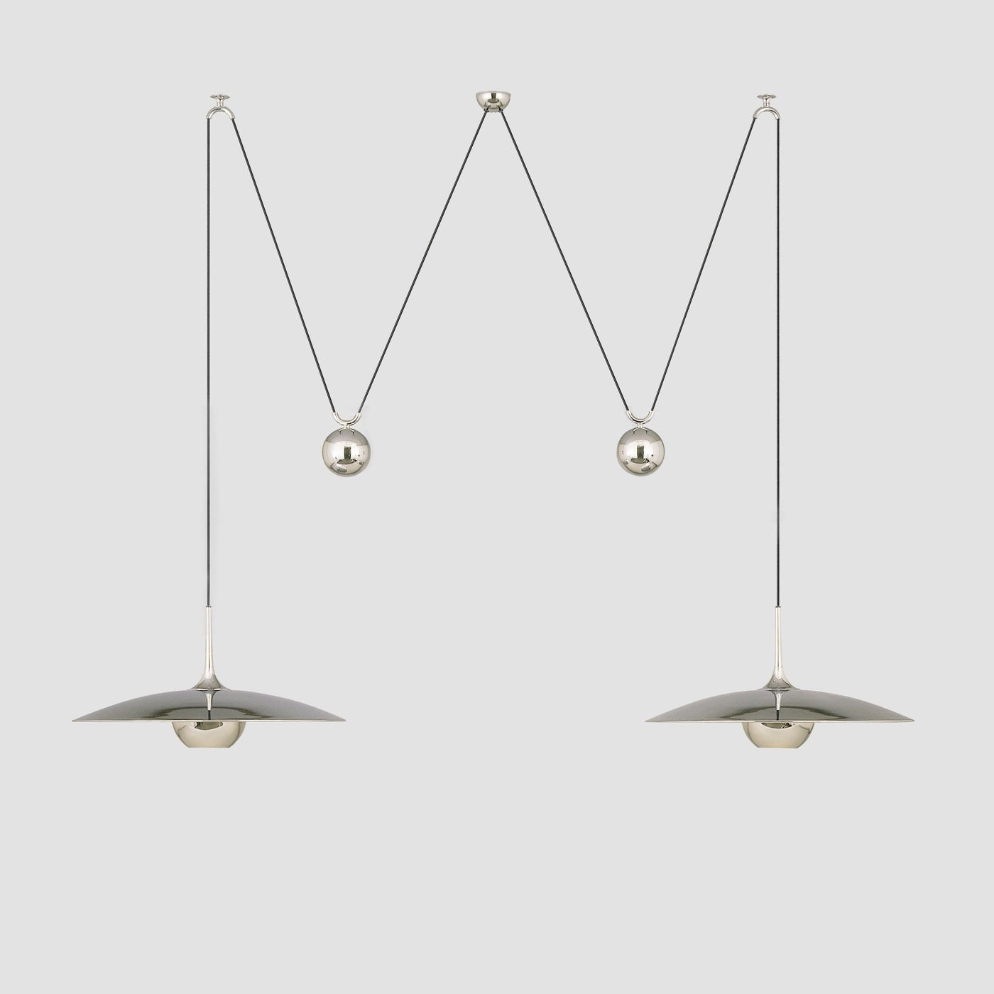 Metal pendant light shade viewed from below