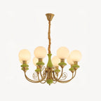 Onyx Chandelier, White Glass Shades, Gold Finish, E26/E27, 3 to 8 Heads