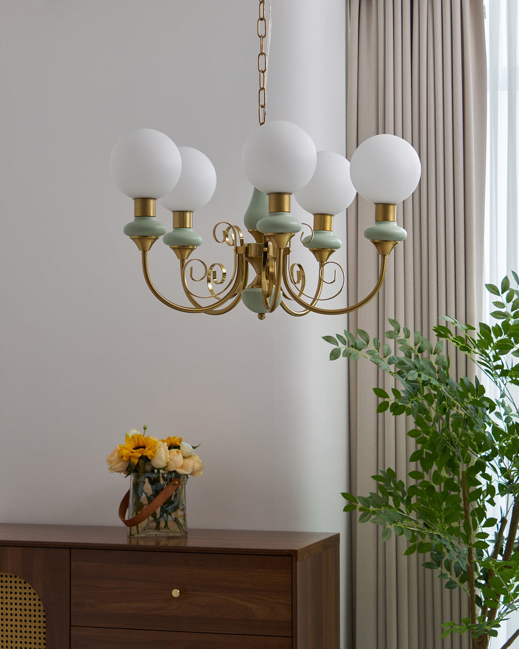 Onyx Chandelier, White Glass Shades, Gold Finish, E26/E27, 3 to 8 Heads