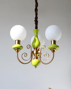 Onyx Chandelier, White Glass Shades, Gold Finish, E26/E27, 3 to 8 Heads