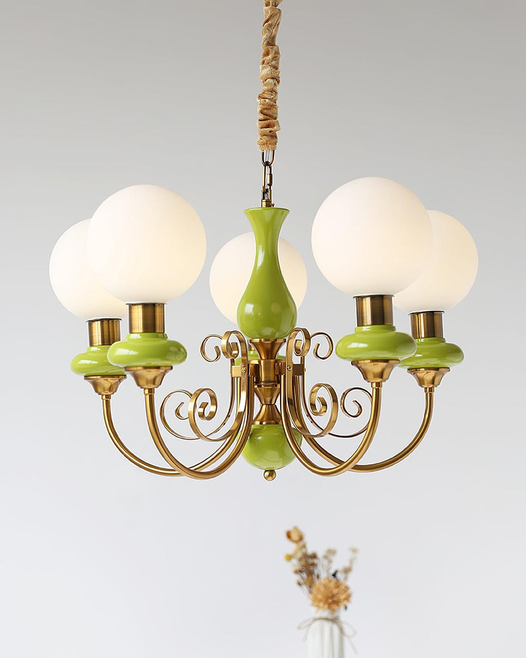 Onyx Chandelier, White Glass Shades, Gold Finish, E26/E27, 3 to 8 Heads