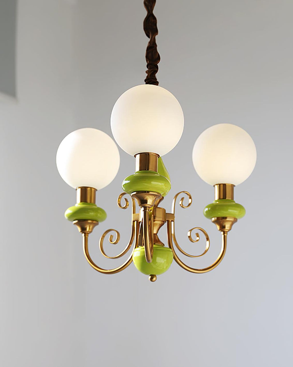 Onyx Chandelier, White Glass Shades, Gold Finish, E26/E27, 3 to 8 Heads