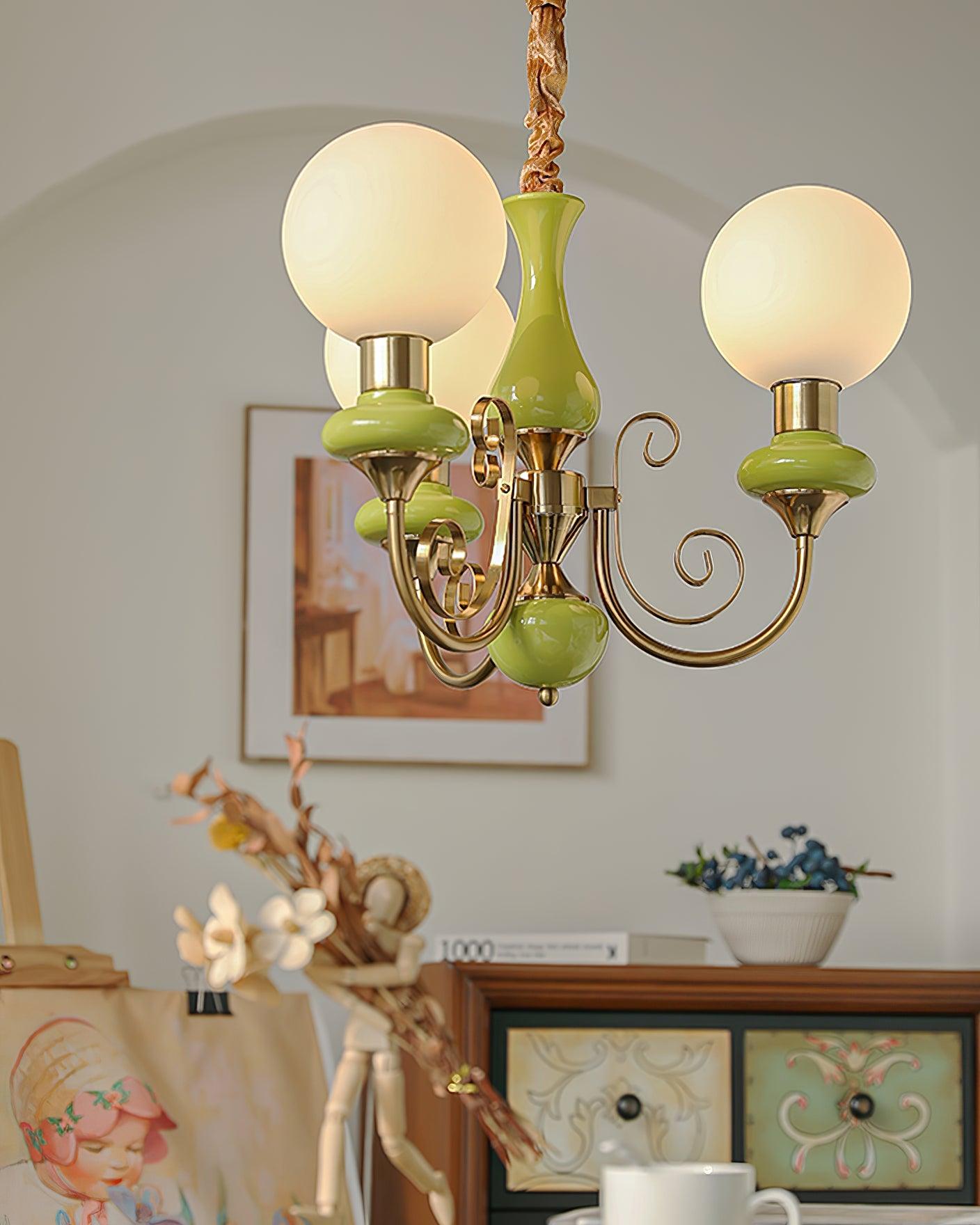 Onyx Chandelier, White Glass Shades, Gold Finish, E26/E27, 3 to 8 Heads
