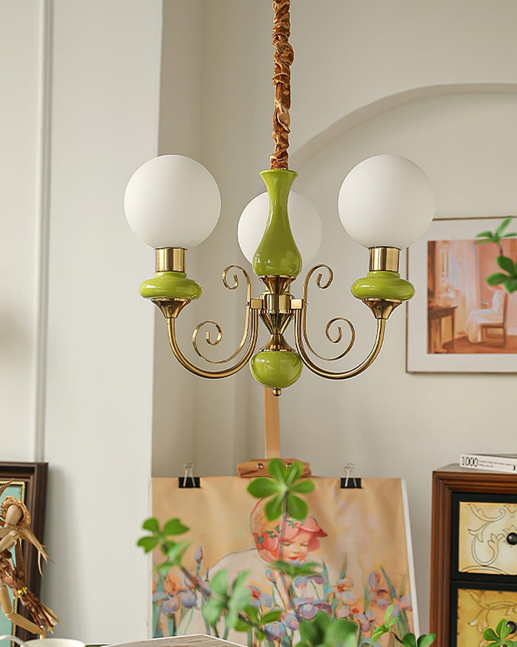 Onyx Chandelier, White Glass Shades, Gold Finish, E26/E27, 3 to 8 Heads
