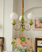 Onyx Chandelier, White Glass Shades, Gold Finish, E26/E27, 3 to 8 Heads