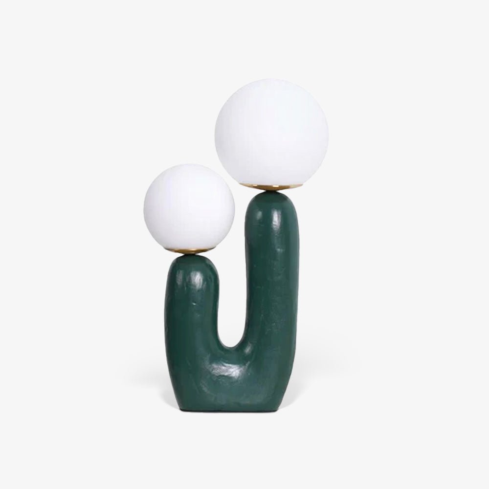 Oo bordlampe, hvid glasskærm, keramisk krop, G9, med stik