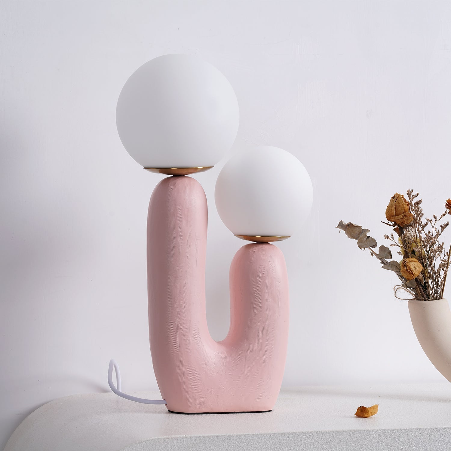 Table lamp shown with plug-in cord and switch