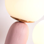 Oo bordlampe, hvid glasskærm, keramisk krop, G9, med stik