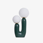Oo bordlampe, hvid glasskærm, keramisk krop, G9, med stik