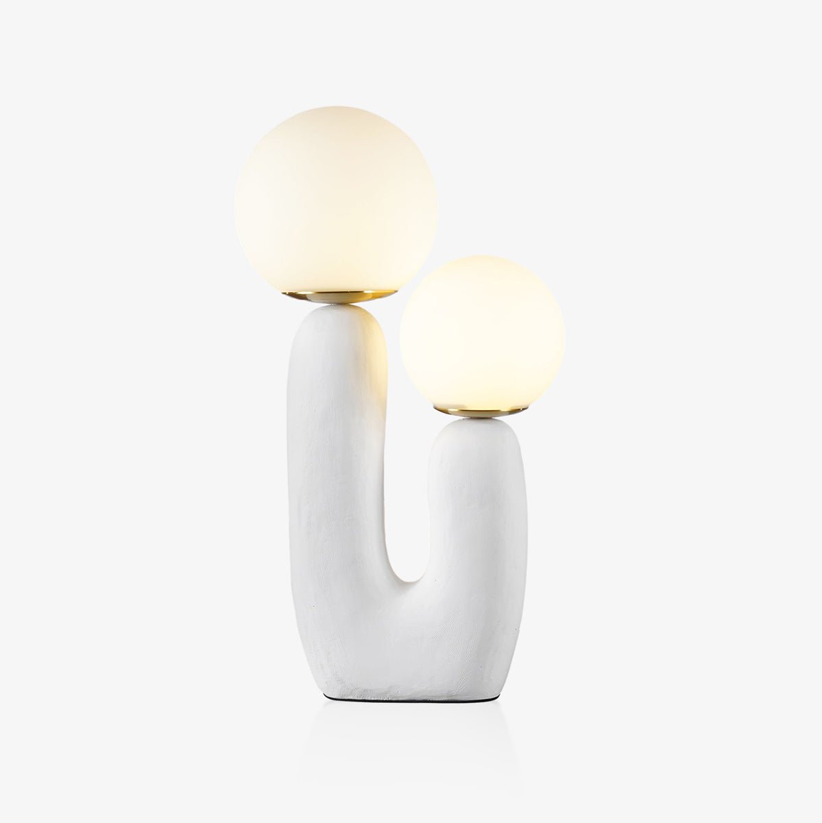 Oo bordlampe, hvid glasskærm, keramisk krop, G9, med stik