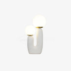 Oo bordlampe, hvid glasskærm, keramisk krop, G9, med stik