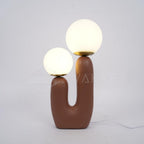 Oo bordlampe, hvid glasskærm, keramisk krop, G9, med stik