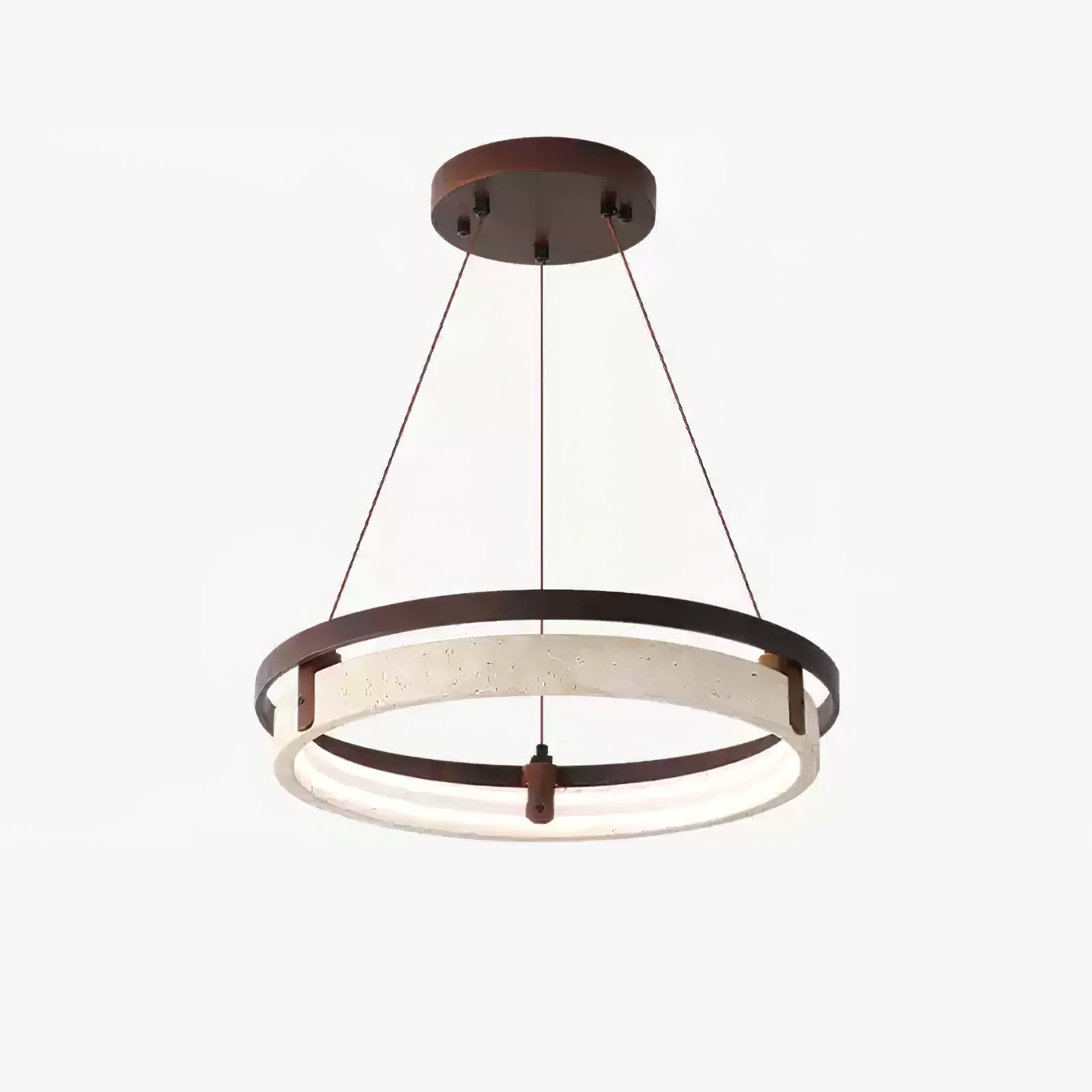 Veraearae Yellow Travertine Disc Pendant Light With Walnut Trim