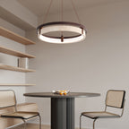 Veraearae Yellow Travertine Disc Pendant Light With Walnut Trim