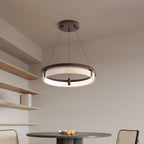 Veraearae Yellow Travertine Disc Pendant Light With Walnut Trim