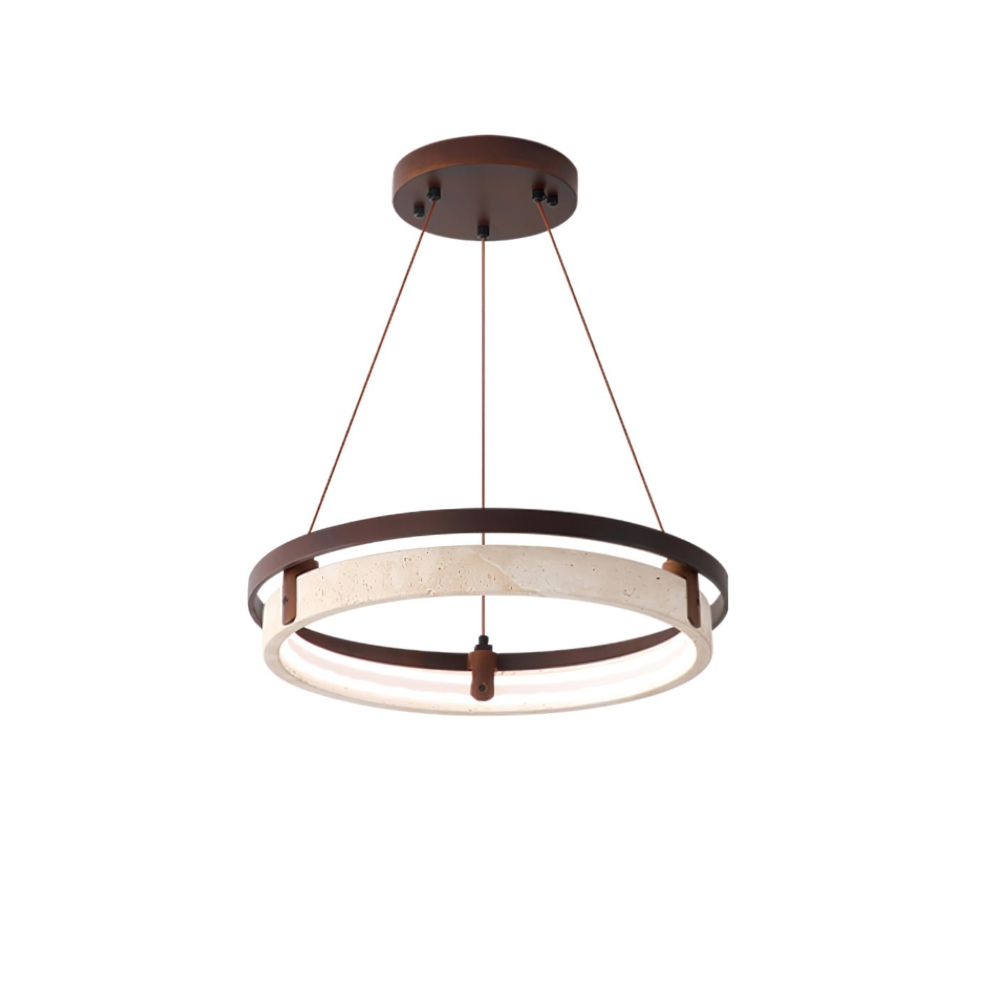 Veraearae Yellow Travertine Disc Pendant Light With Walnut Trim