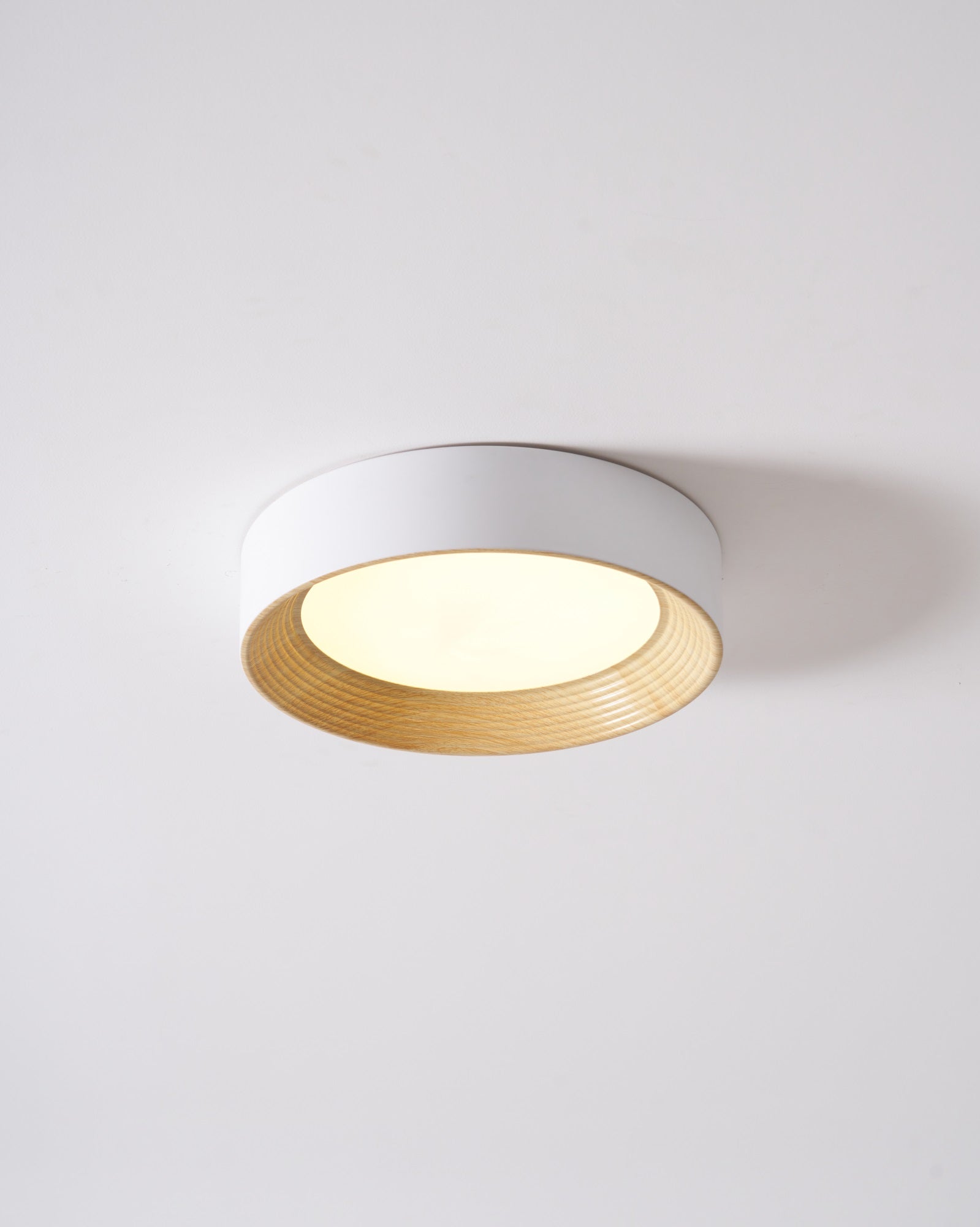 Ceiling light glowing in a cozy warm interior