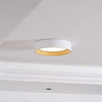 Wood-tone frame ceiling light detail close up