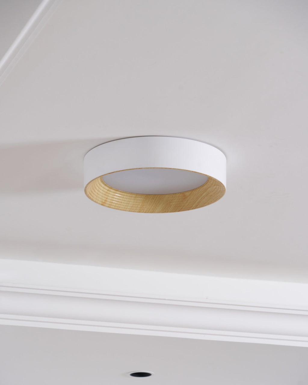 Flush mount light glowing with neutral white light
