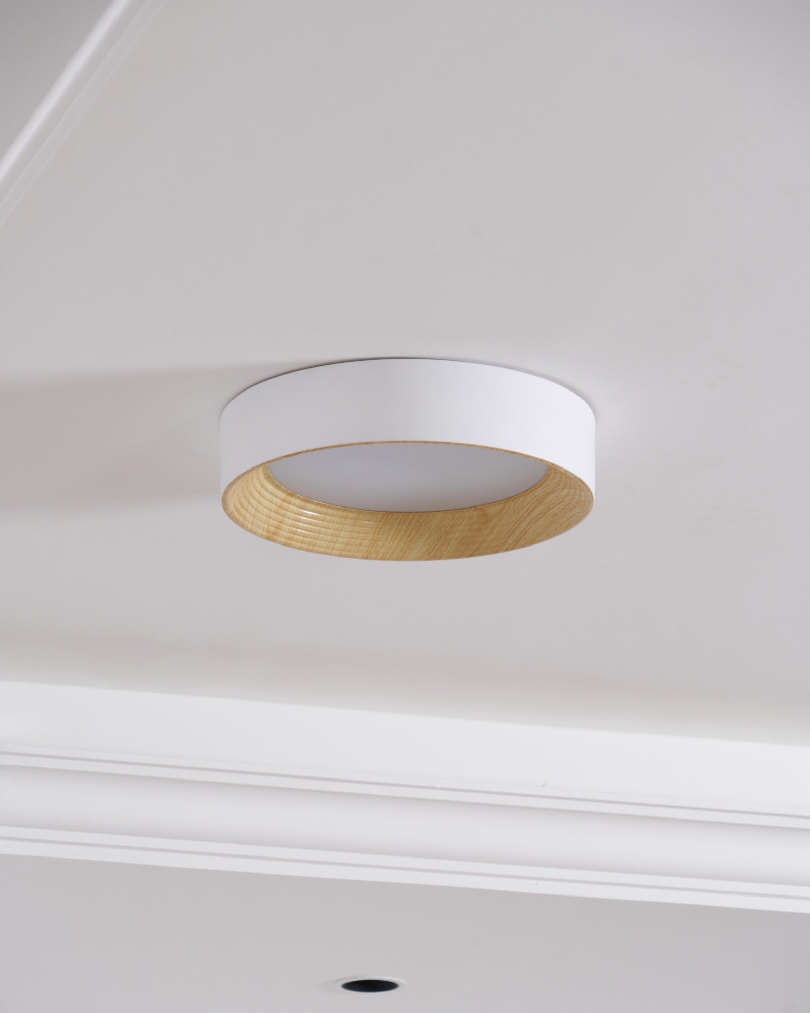 Flush mount light glowing with neutral white light