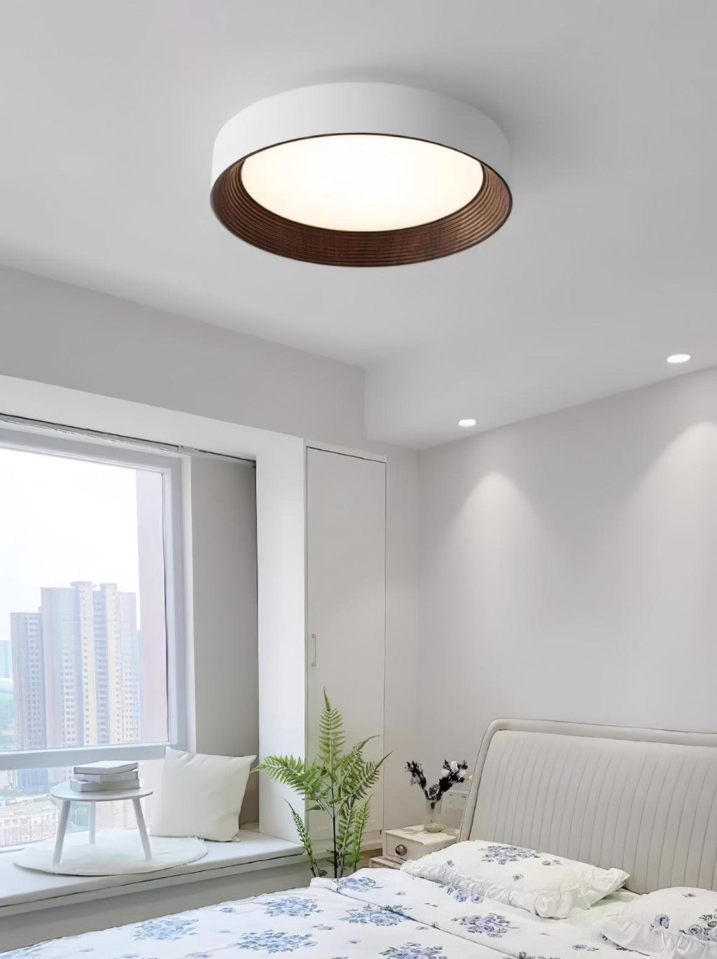 Flush mount ceiling light with acrylic diffuser detail