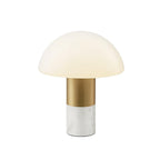 Against a plain white backdrop, shown smaller, the Clérachic domed glass table lamp displays its white marble base.