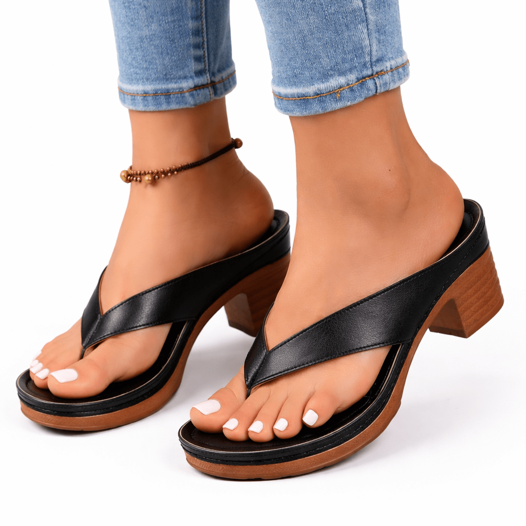 Womens Heeled Sandals With Orthopedic Design And Adjustable Size For Comfort Fit