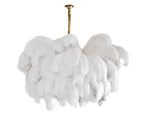 Chandelier, Ostrich Feather Shade, Brass Base, 6x G9, 110 cm