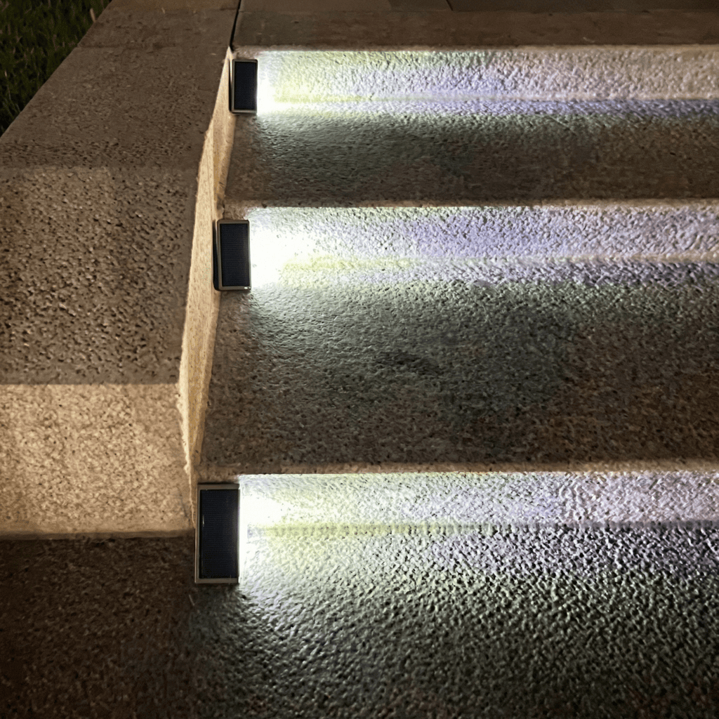 Solar-Powered LED Stair Light For Outdoor Pathways And Decks