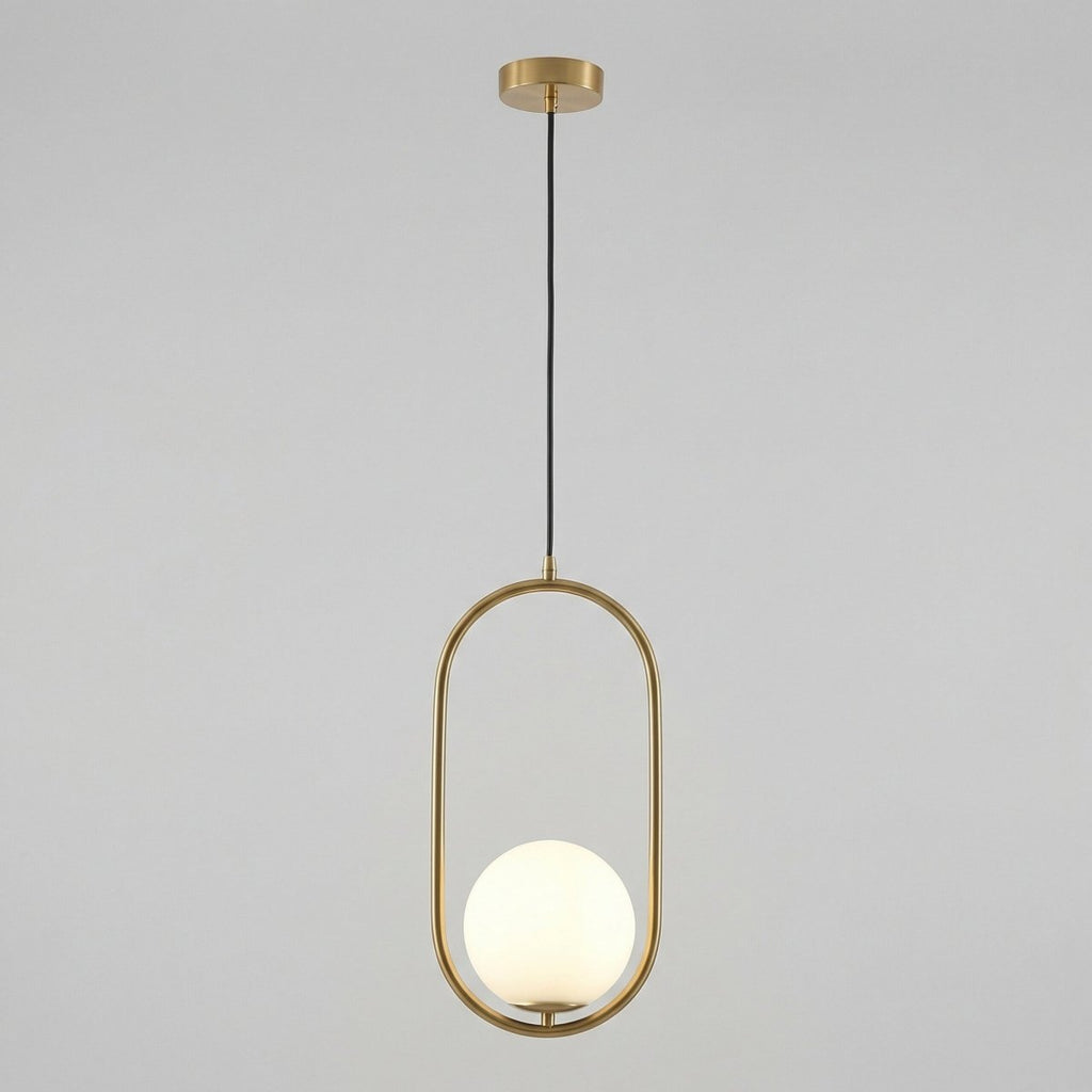 Oval Metal Frame Pendant Light, Modern Nordic Design, 18-Inch