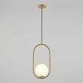 Oval Metal Frame Pendant Light, Modern Nordic Design, 18-Inch