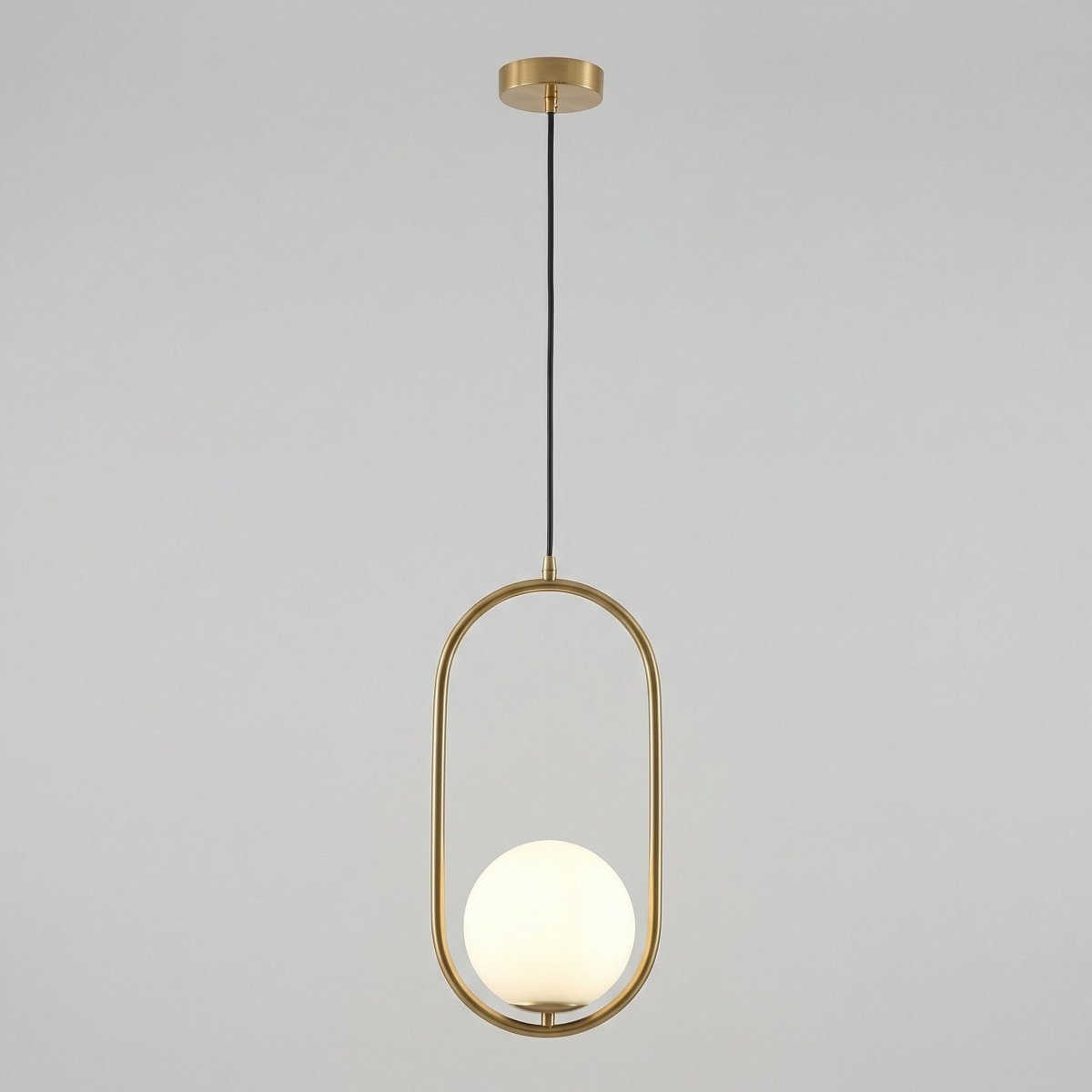 Oval Metal Frame Pendant Light, Modern Nordic Design, 18-Inch