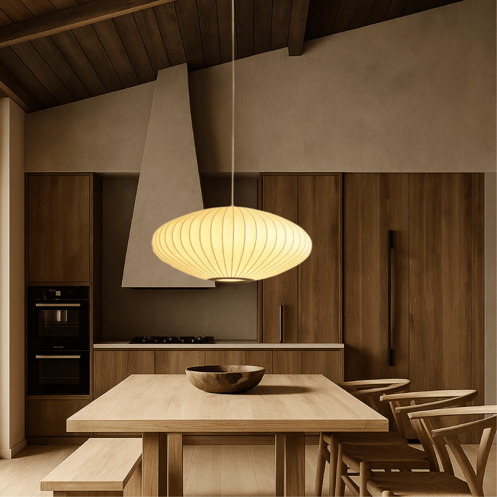 Classic Elegant Oval Pendant Light With Fabric Shade, 12-Inch