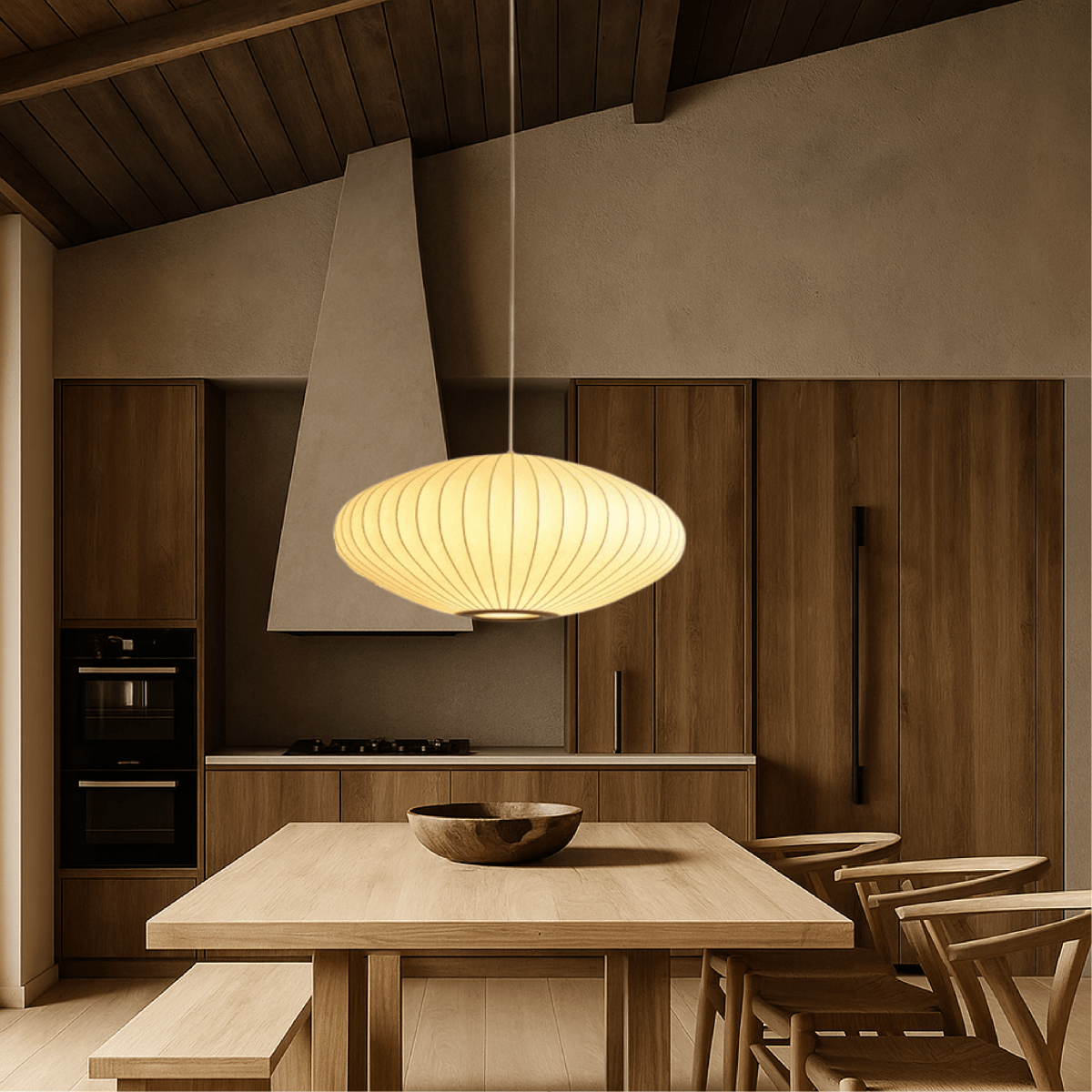 Classic Elegant Oval Pendant Light With Fabric Shade, 12-Inch