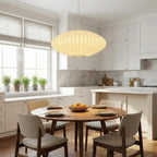 Classic Elegant Oval Pendant Light With Fabric Shade, 12-Inch