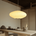 Classic Elegant Oval Pendant Light With Fabric Shade, 12-Inch