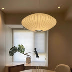 Classic Elegant Oval Pendant Light With Fabric Shade, 12-Inch