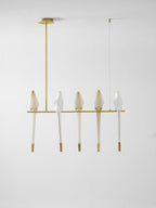 Paper Crane LED Chandelier, Acrylic Birds, Gold Frame, 3000K