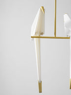 Paper Crane LED Chandelier, Acrylic Birds, Gold Frame, 3000K