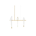Bird chandelier with white acrylic birds on a gold branch frame