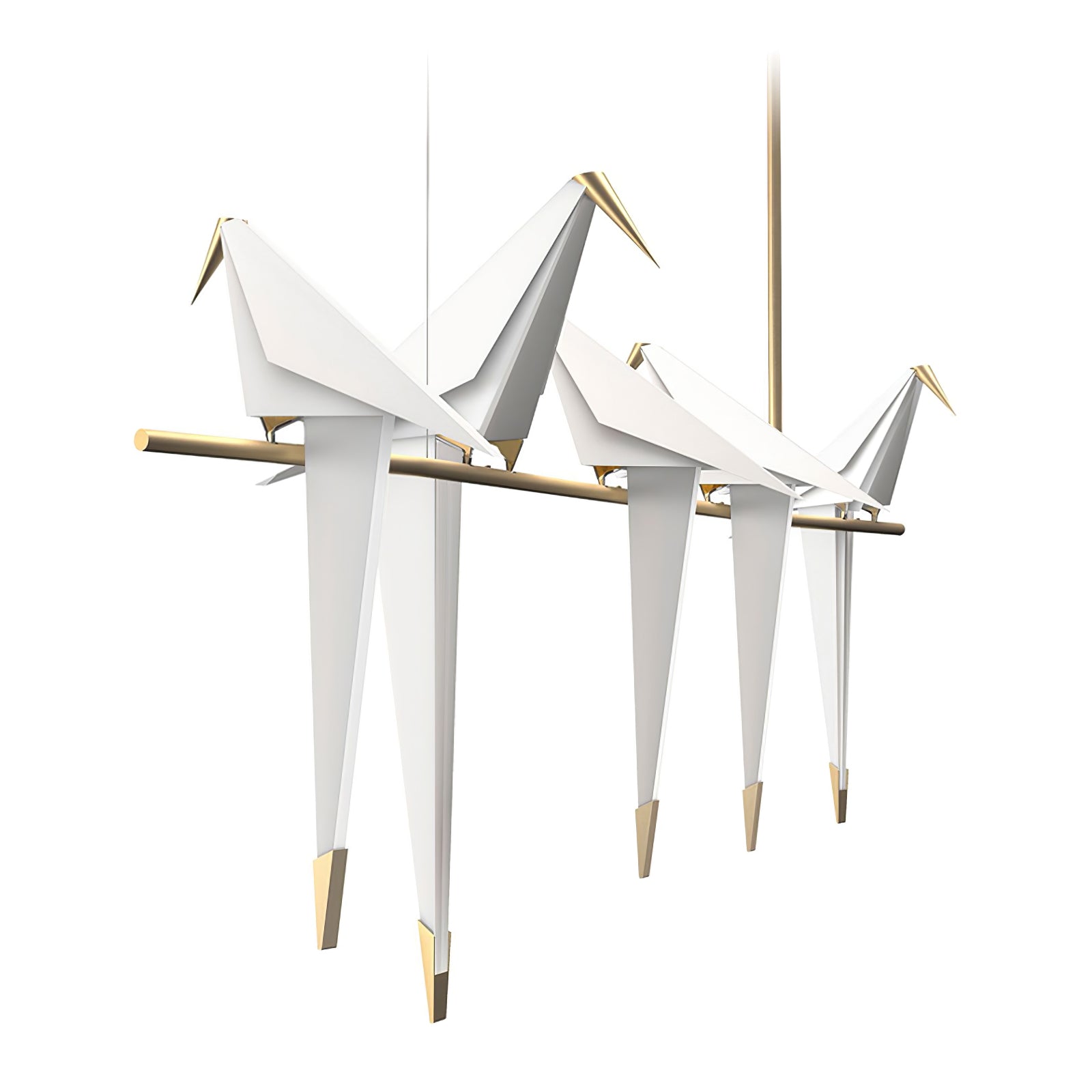 Bird chandelier styled with warm light in a calm interior