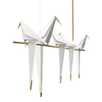 Paper Crane LED Chandelier, Acrylic Birds, Gold Frame, 3000K