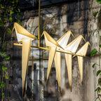 Paper Crane LED Chandelier, Acrylic Birds, Gold Frame, 3000K