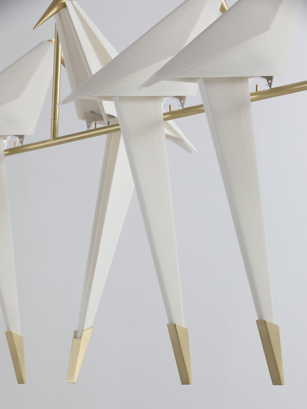 Paper Crane LED Chandelier, Acrylic Birds, Gold Frame, 3000K