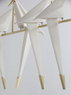 Paper Crane LED Chandelier, Acrylic Birds, Gold Frame, 3000K