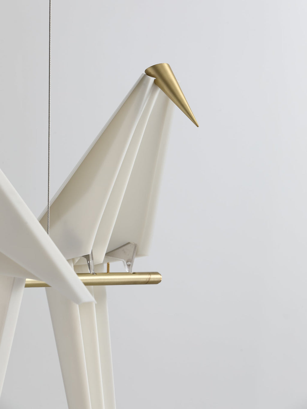 Paper Crane LED Chandelier, Acrylic Birds, Gold Frame, 3000K